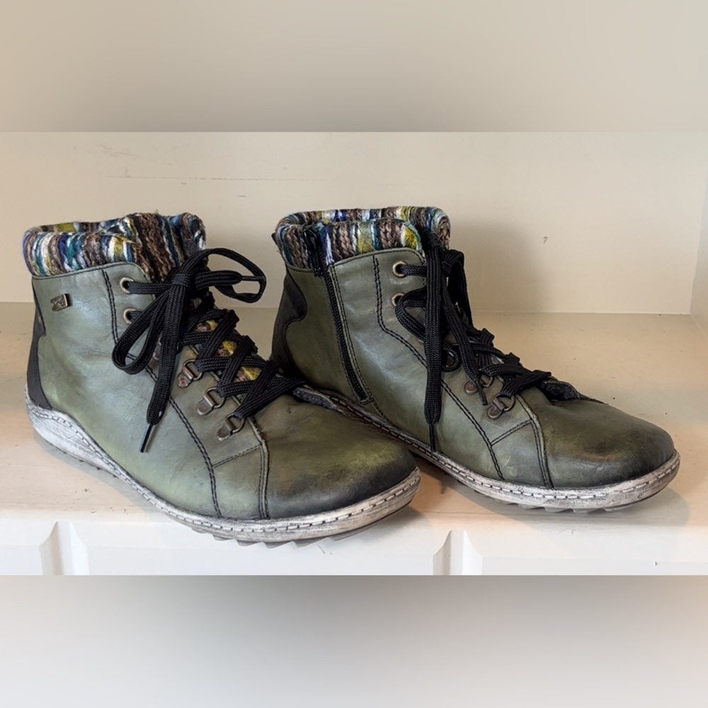 Remonte Women’s Green Leather Ankle Boots Size EU 41
